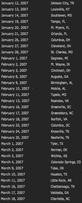 Winter Jam 2007 Tour Dates